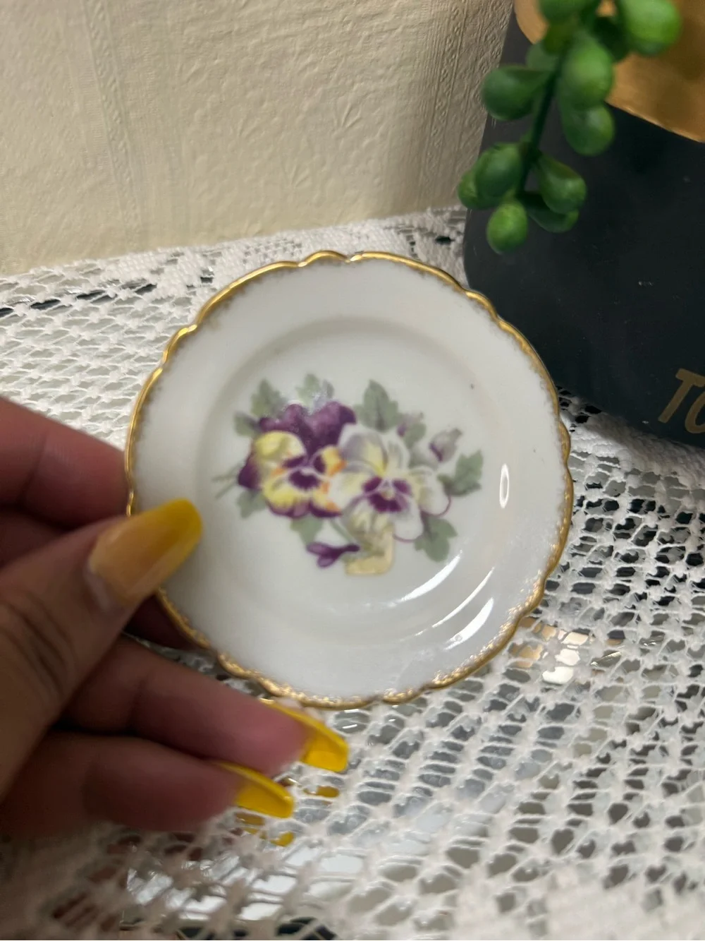 Vintage Miniature Porcelain Floral Plates Butter Pats Lot 2 Hand painted Japan